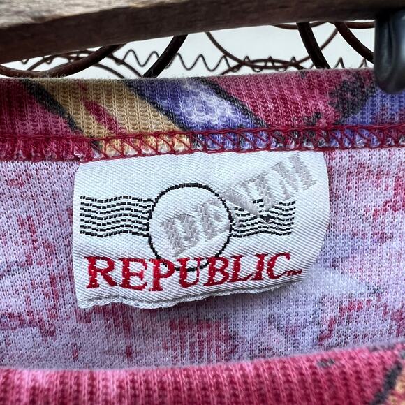 Vintage 90s Denim Republic Aztec southwestern ribbed T-shirt - Picture 4 of 5